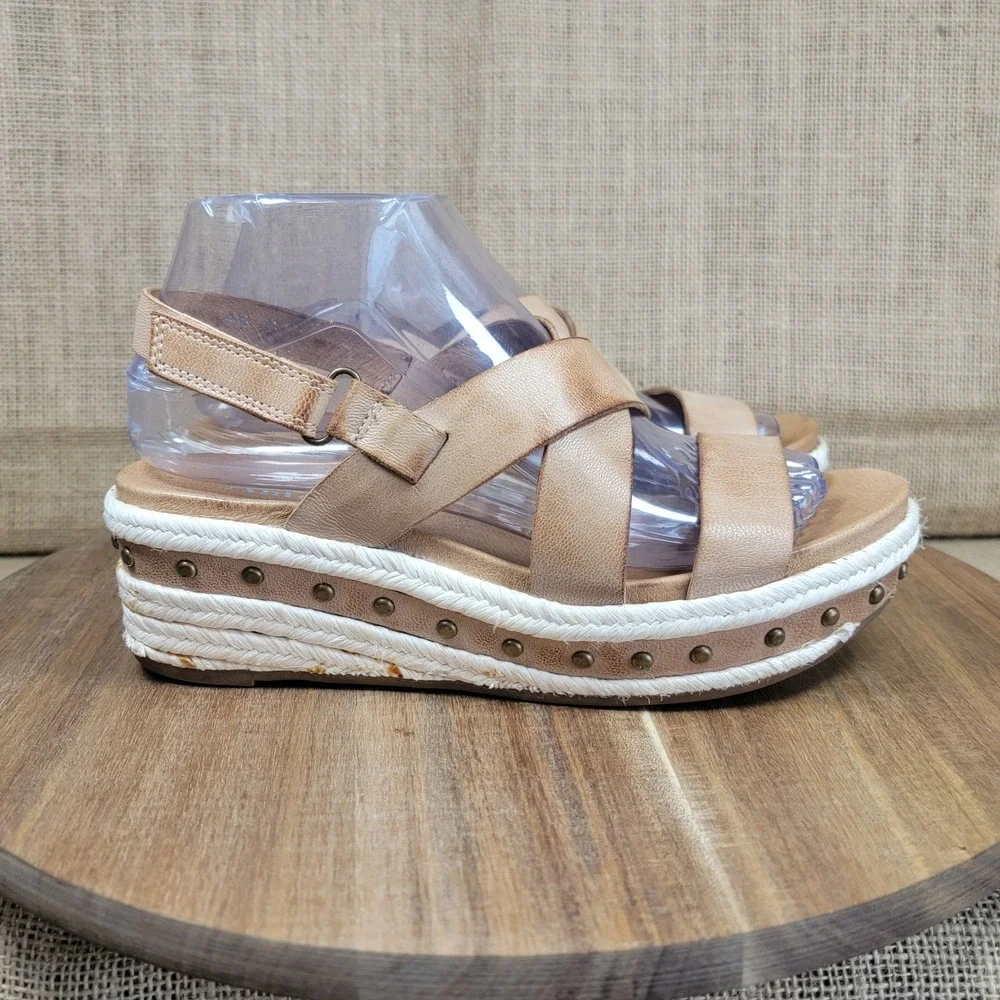 Antelope Leather Platform Sandals Espadrille Anthropologie Women's EU 38 US 7.5